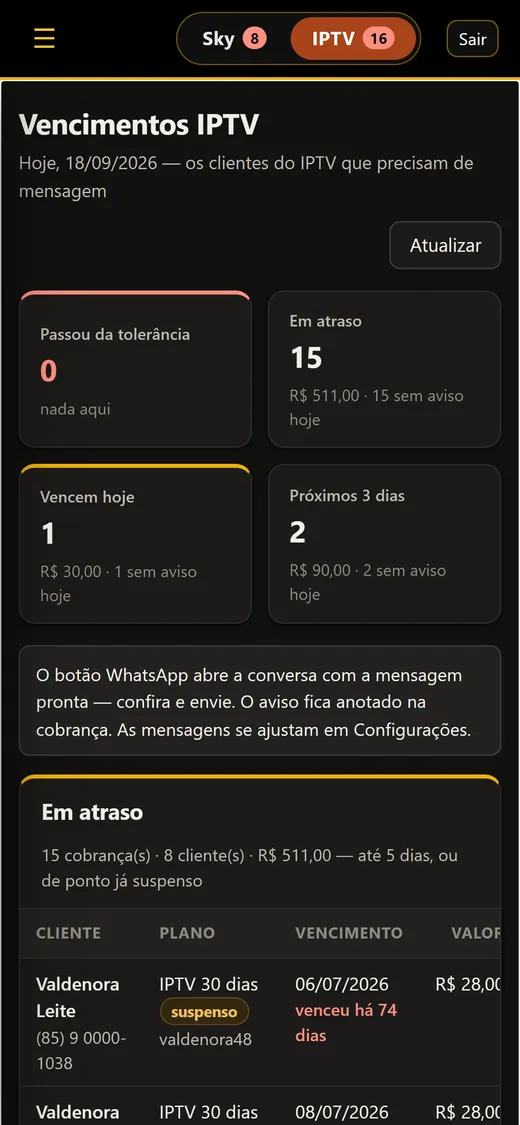 Os vencimentos no celular