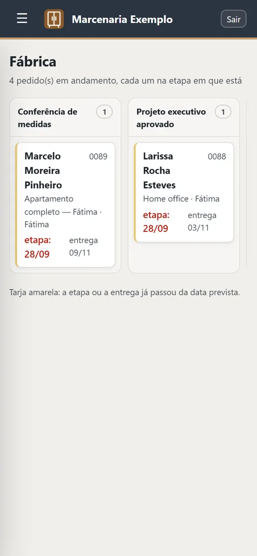 A fábrica também no celular