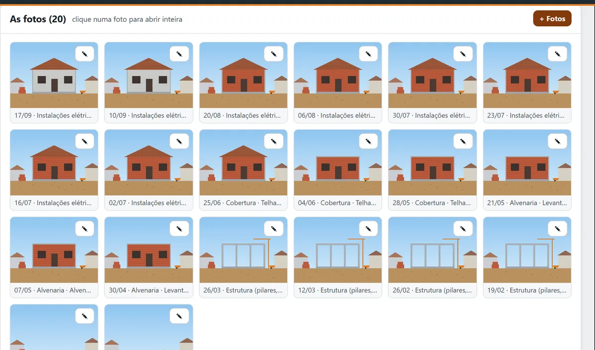 As fotos da obra, etapa por etapa
